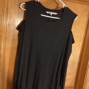 Rachel Rachel Roy Black Ribbed Cold Shoulder Top 2X